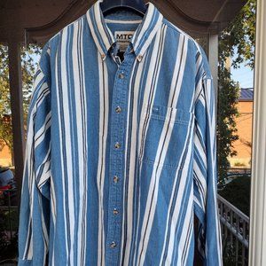 MTO International Blue and White Mens Flannel. Size Large